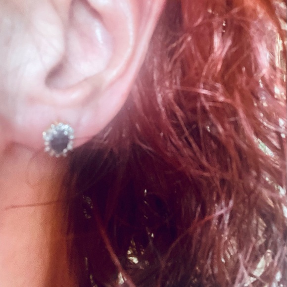 12k Gold Genuine Sapphire Diamond & Sterling Silver Red Envelope Earrings - Picture 4 of 9